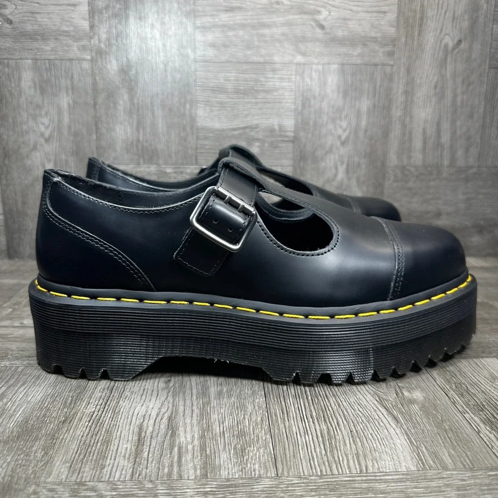 Dr. Martens Bethan Mary Jane Womens 10 Black Platform Leather T-Bar NEW